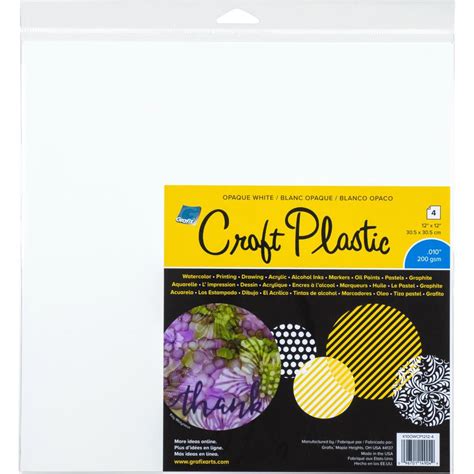 Opaque White Plastic Craft Sheets 12x12 4 St Vita Plastark För Mixed