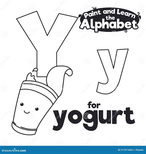 Didactic Alphabet To Color It With Letter Y And Yogurt Vector