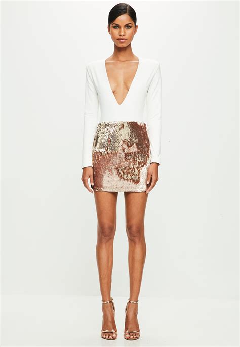 Missguided Synthetic Peace Love Gold Sequin Mini Skirt In Metallic Lyst