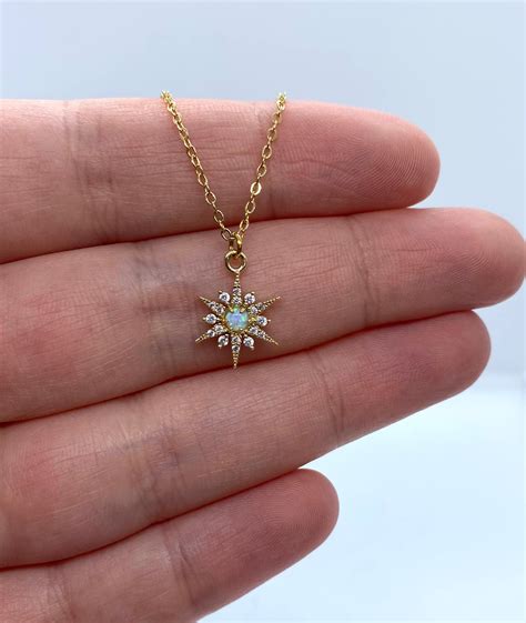 Gold Opal Star Necklace Opal Jewelry Opal Necklace Etsy