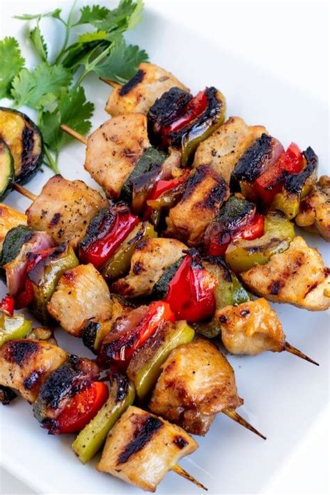 Juicy Grilled Chicken Kabobs Recipe With Vegetables