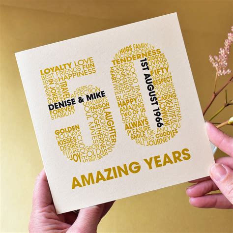 The origins of gift themes for each wedding anniversary year. Personalised Golden 50th Wedding Anniversary Card By Mrs L Cards | notonthehighstreet.com