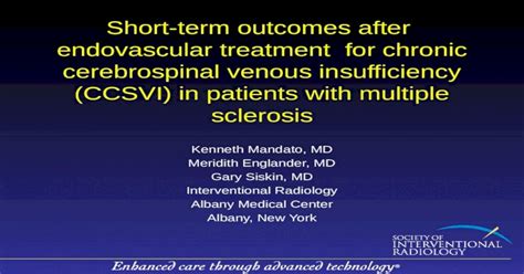 Short Term Outcomes After Endovascular Treatment For Chronic