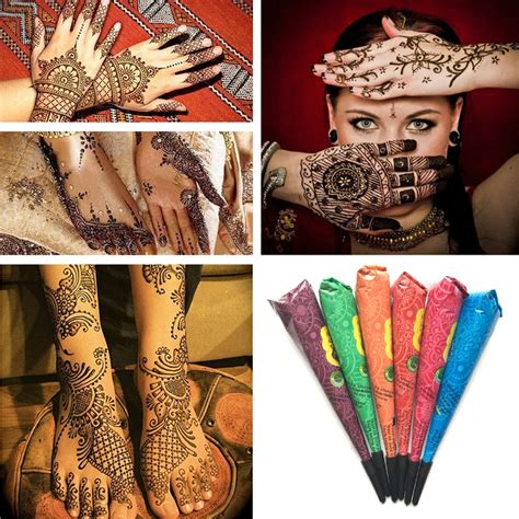 Pc Color Henna Tattoo Paste Indian Waterproof Mehndi Diy Drawing Natural Herbal Body Paint