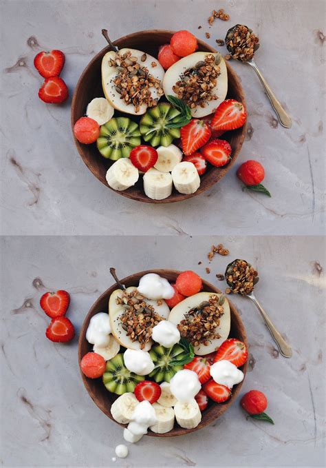 Easy Breakfast Bowl With Fruits Granola And Milk Foam