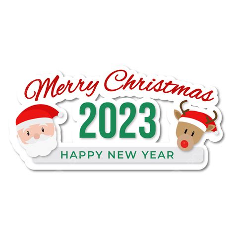 стикер с рождеством 2023 новый год санта и олень png рождественские наклейки 2023 наклейки