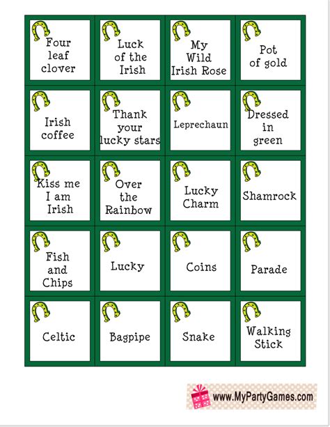 Free Printable St Patricks Day Pictionary Words Printable Games For