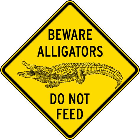 Beware Alligators Do Not Feed Sign F8210 By