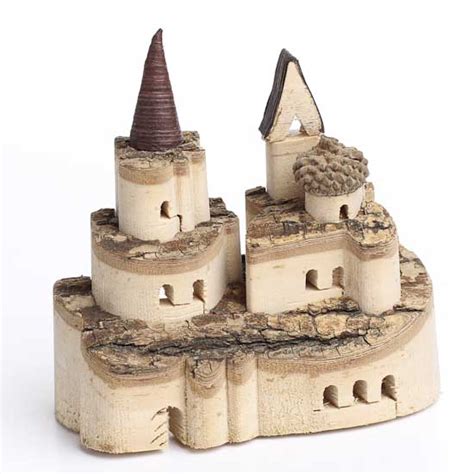 Miniature Hand-Crafted Wood and Bark Castle - Wood Miniatures - Wood