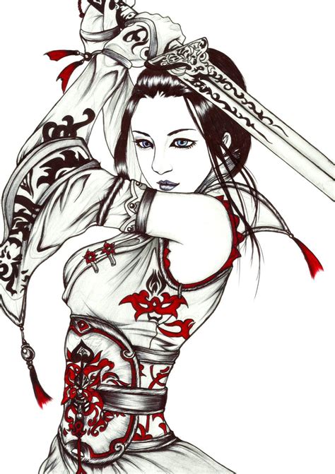 Warrior Girl By Carldraw On DeviantART Female Samurai Tattoo Female
