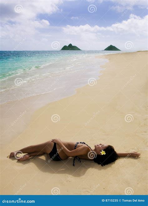 Polynesian Girl In A Black Bikini Royalty Free Stock Photo Image