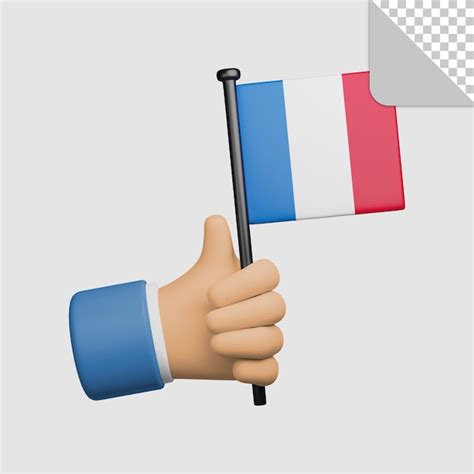 Premium Psd 3d Illustration Of Hand Holding France Flag