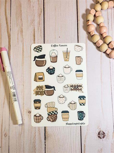 coffee lovers sticker sheet coffee stickers coffee cup etsy