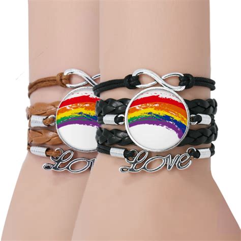 Lgbt Rainbow Gay Lesbian Transgender Bracelet Hand Strap Leather Rope