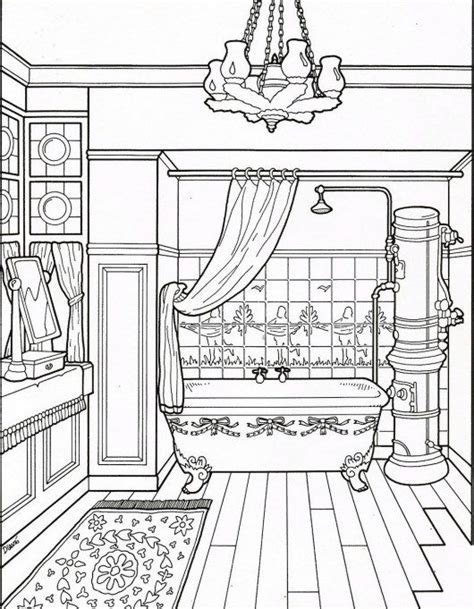 This beautiful and modern coloring page shows the tree of life blossoming with a springtime vibe. Modern and Clean Bathroom Coloring Page | Coloring pages ...