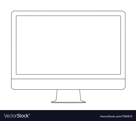 Outline Drawing Pc Monitor Elegant Thin Line Vector Image