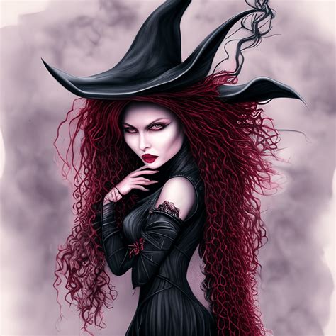 Beautiful Witch Wearing A Black Witchs Hat · Creative Fabrica