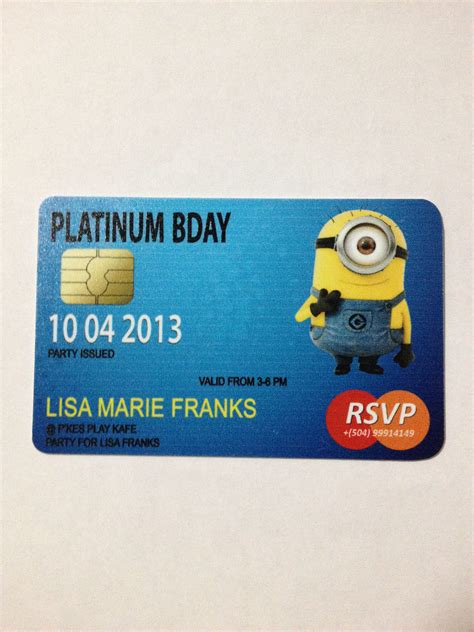Minion Credit Card Invitations Really Cool Minion Party