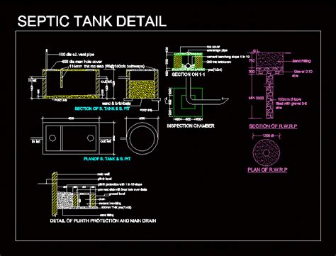 Detalle El Tanque Septico En AutoCAD Librería CAD