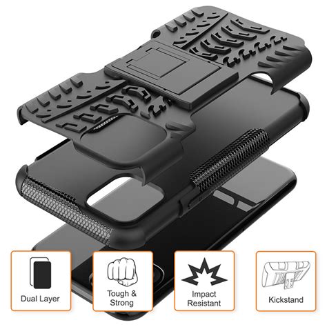 Dual Layer Rugged Tough Case For Apple Iphone 11 Pro Max Black