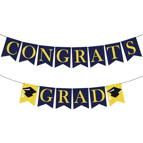 Buy Katchon Blue And Gold Congrats Grad Banner 8 Feet Felt