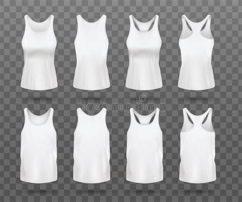 Realistic White Women S Tank Top Mockup Set From Front And Back View