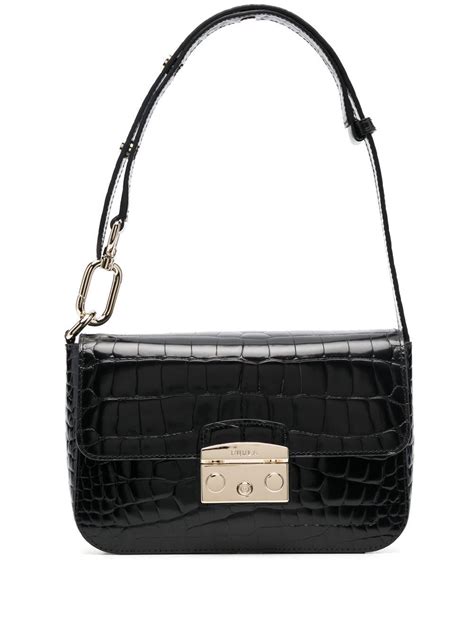 Furla Crocodile Effect Leather Shoulder Bag Editorialist