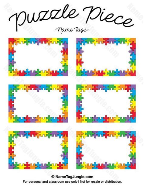 Puzzle Piece Name Tags Printable Name Tags Printable Puzzles