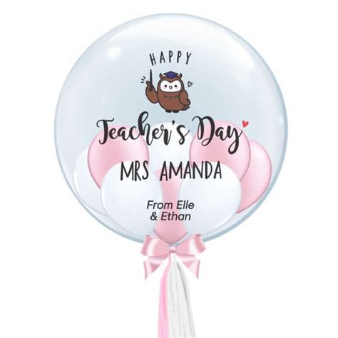 Teachers Day Balloon Bouquet Custom Text On Purple Orbz Balloon
