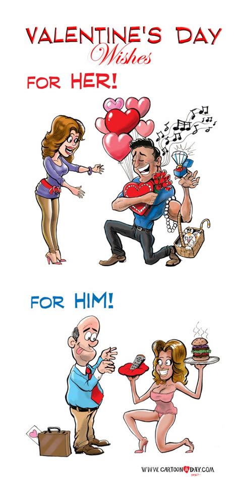 Valentines Day For Her And For Him Cartoon Cartoon