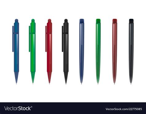 Set Of Two Types Of Pens In Different Colors Vector Image