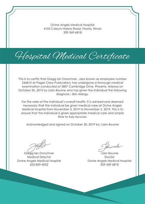 Free Hospital Medical Certificate Template In Microsoft Word Microsoft