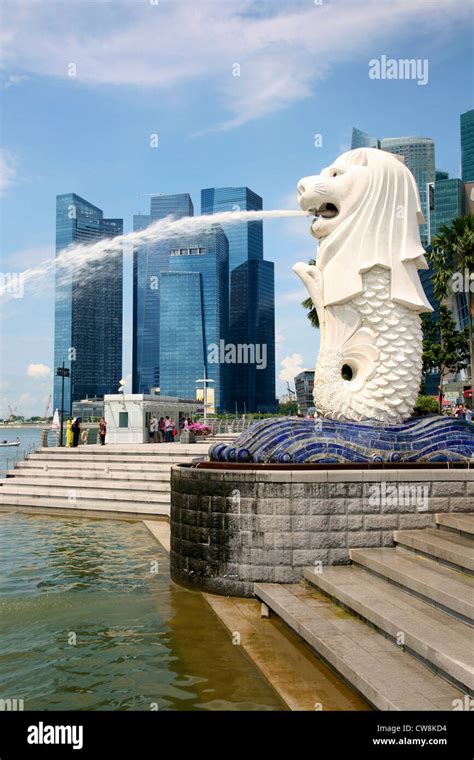 Asia Singapore The Merlion One Of Singapores Most Famous Landmarks