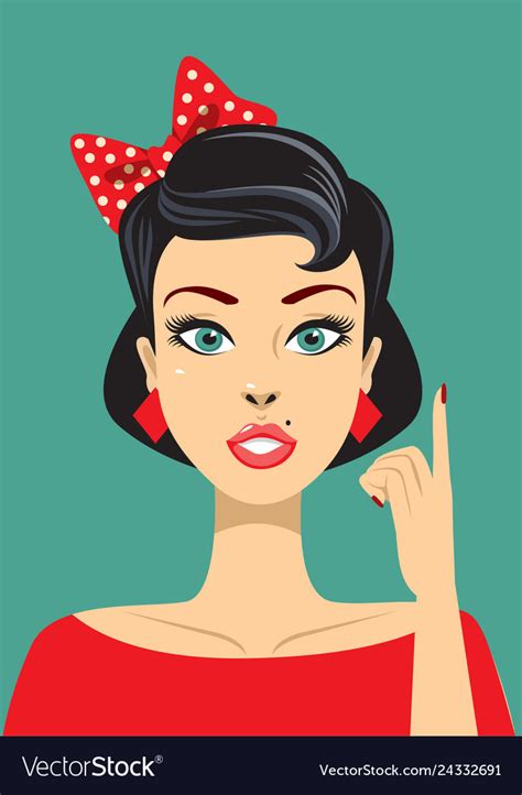 Vintage Pin Up Woman Pointing Royalty Free Vector Image