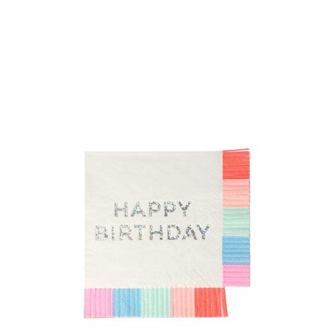 Happy Birthday Fringed Paper Napkins Meri Meri Vibrant Home