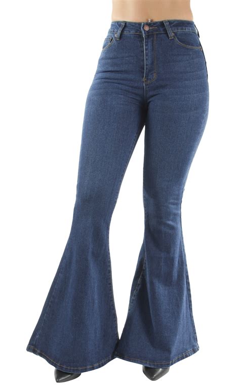Womens Juniorsplus Size Bell Bottom High Waist Flared Bootleg Jeans