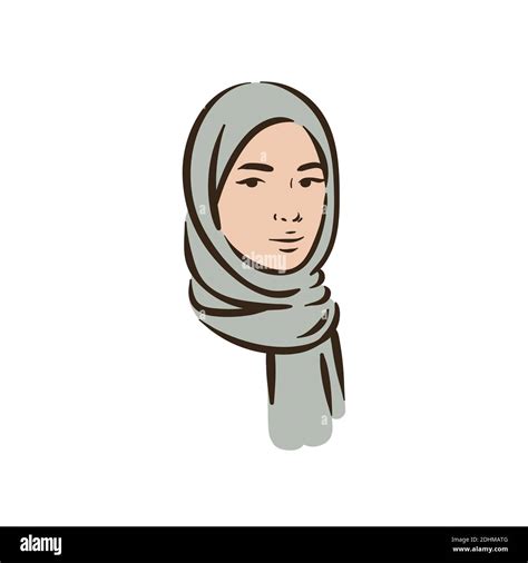 Muslim Arabic Islam Woman In Hijab And Abaya Portrait Stock Vector