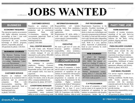 Job Search Newspaper Full Of Advertisements Editorial Image