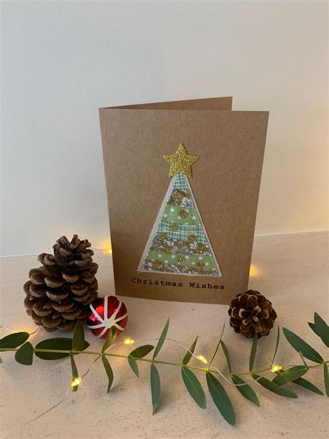 Set Of 4 Handmade Fabric Christmas Cards Sewn Christmas Etsy