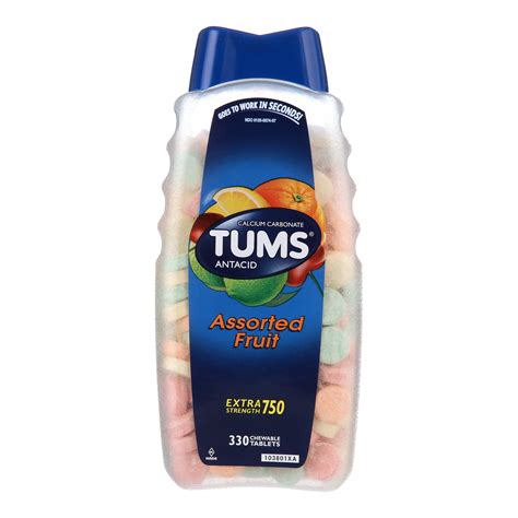 Tums Antacid Chewable Tablets For Heartburn Relief Extra Strength Assorted Fruit 330 Tablets