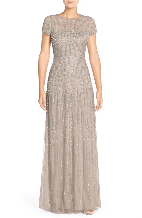 Adrianna Papell Embellished Mesh Gown Regular And Petite Nordstrom