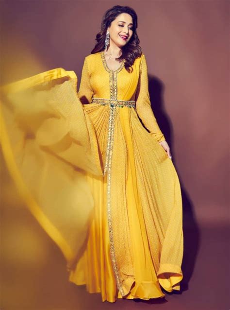 Madhuri Dixit Is A Ray Of Sunshine In This Bright Yellow Anarkali By