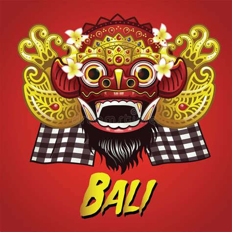 Traditional Balinese Barong Mask Stock Vector Illustration Of Praying