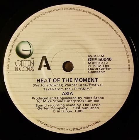 Asia Heat Of The Moment 1982 Vinyl Discogs