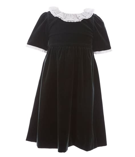 Edgehill Collection Little Girls 2t 6x Velvet Dress With Lace Dillards