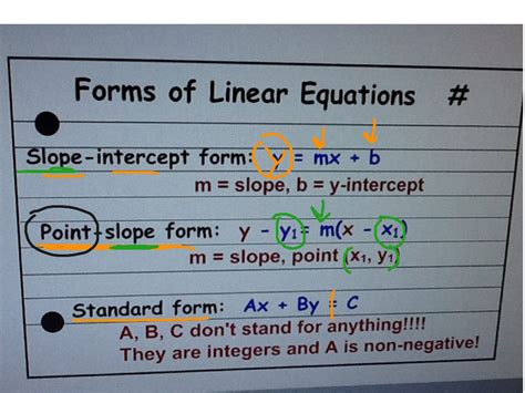 Forms Of A Linear Equations Math Linear Equations Showme