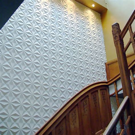 12pcs White Pvc Tile 3d Wall Panel Diamond Design 32sqft 3d Solid Wall