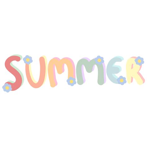 Colorful Word Summer Decorated With Flowers Isolated On Transparent