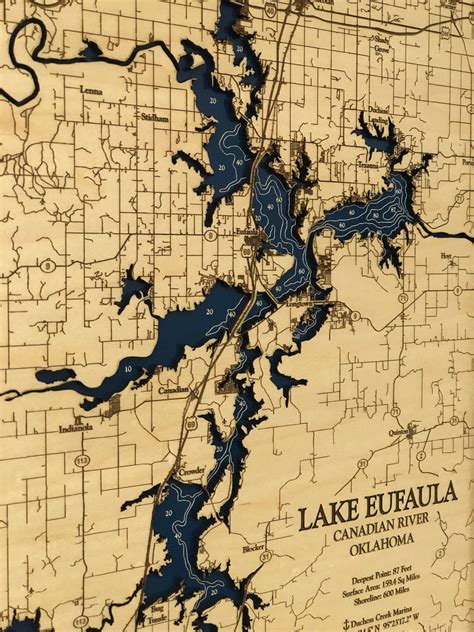 Lake Eufaula Custom Wood Map Eufaula Map Lake Map 3d Wall Etsy