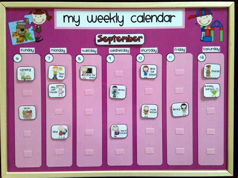 Weekly Kids Calendar Schedule Activity And Chore Chart